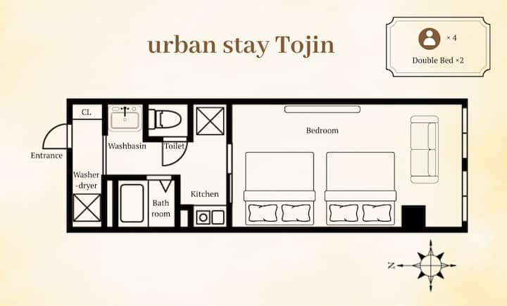 2026 Open | Urban Stay Tojin | 1m Stn | 4p - Fukuoka