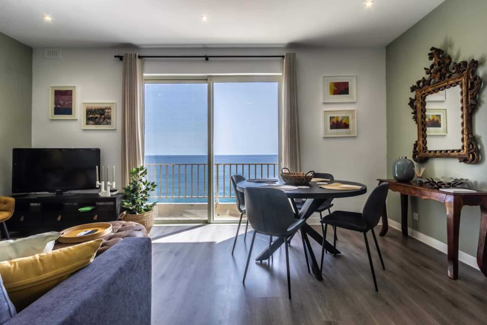 Seafront 1BR w/ Balcony & Views | St Julian's