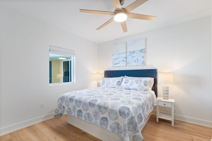 This bedroom features city views of Gulf Shores.