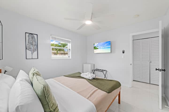 Every bed made fresh before check-in. This room gets its own smart TV too, so wind-down time is argument-free.