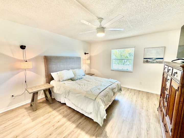 Guest bedroom with queen bed — comfortable, quiet, and well suited for extended stays