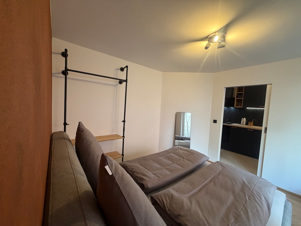 Quiet apartment with designer interior, garden and underground garage