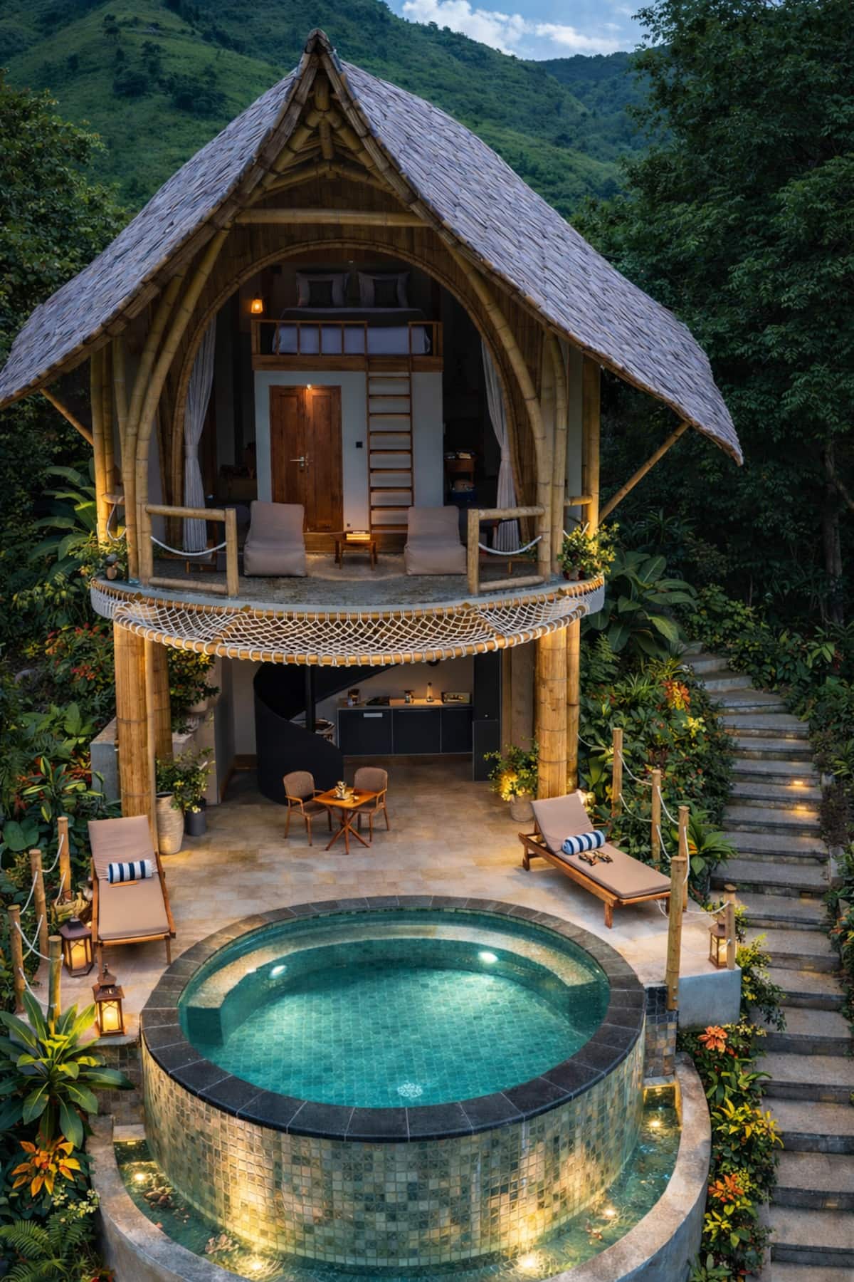 Peyo — sea-view bungalow with kitchen and private pool