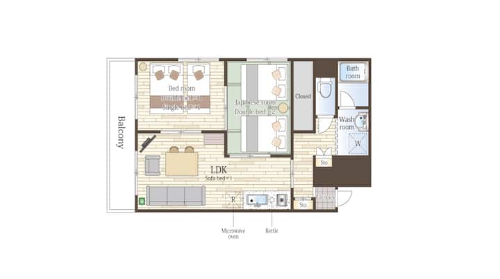 Central Osaka ｜ 1 Min Sta｜near Namba｜tour Base 4bd - Japan
