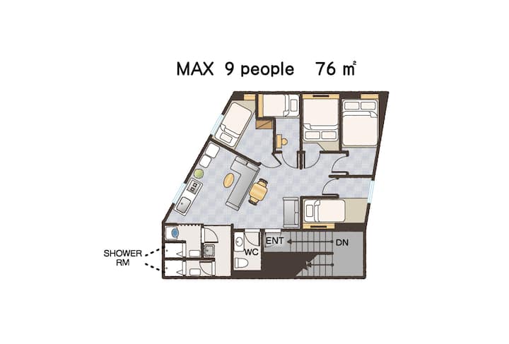 6 Min Zenkoji, 5 Min Nagano Stn, Max 9 Guests, 76㎡ - Nagano
