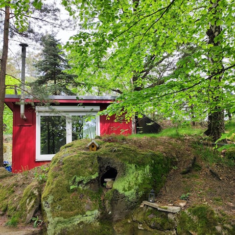 Small forest hut with long-distance views & sauna
