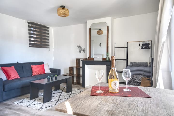 Studio Cosy • Vue Rivière Gardon • Centre • - 阿萊