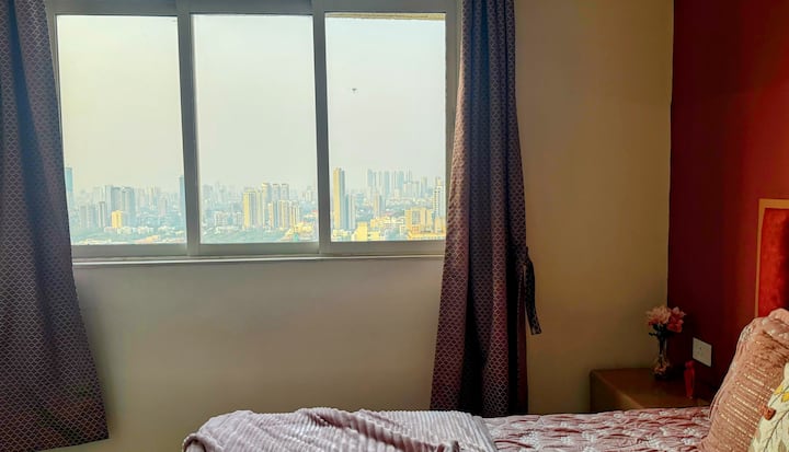 NESCO 2BHK · High-Floor Skyline Views · Guest Favourite · Goregaon Mumbai · Sleeps 5 - 5