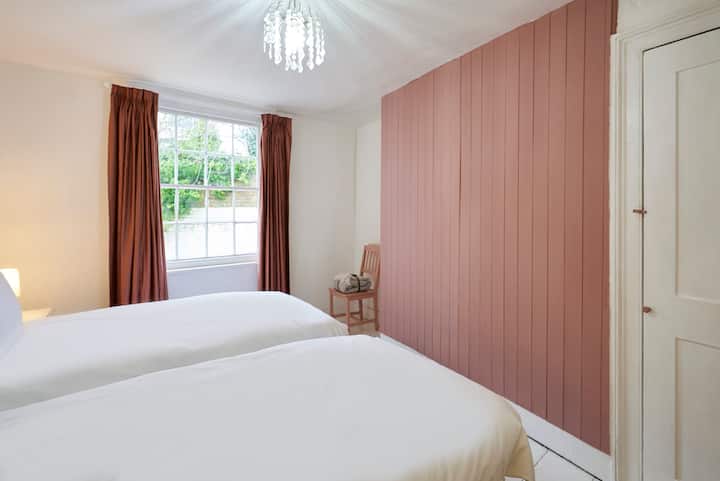 Funky twin room. The beds zip and link to make a double if needed.