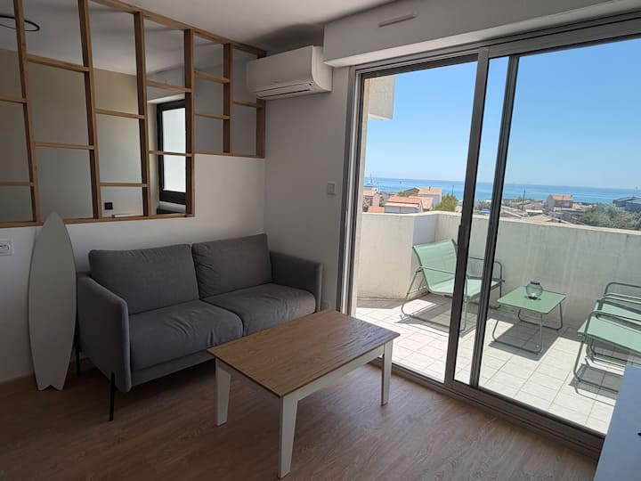 Appartement Rénové Avec Balcon, Vue Mer Et Clim - Frontignan