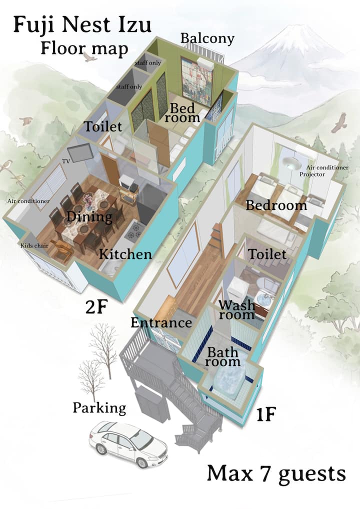 Mount Fuji View,７ People,２ Bedrooms,１ Car Parking. - 伊豆之國市