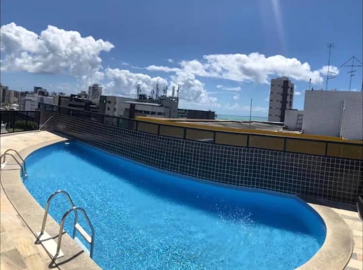 Apto 200m Praia P/ 4 + Vaga | Piscina C/ Vista Mar - Maceió