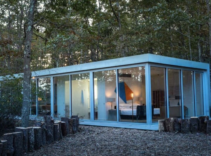 Modernist Hamptons Glass House In Nature - Bridgehampton, NY