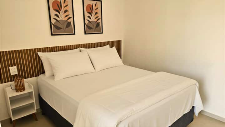 En-suite bedroom, double bed, split air-conditioning.