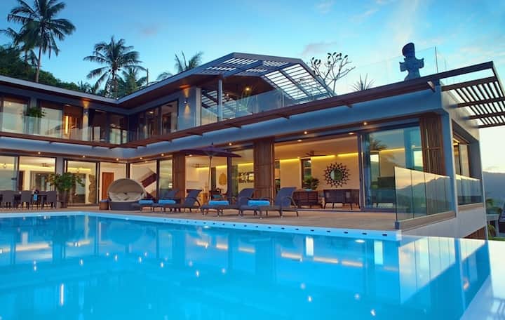 10 Bedroom Twin Sea View Villas ~ 5* With Staff - Ko Samui