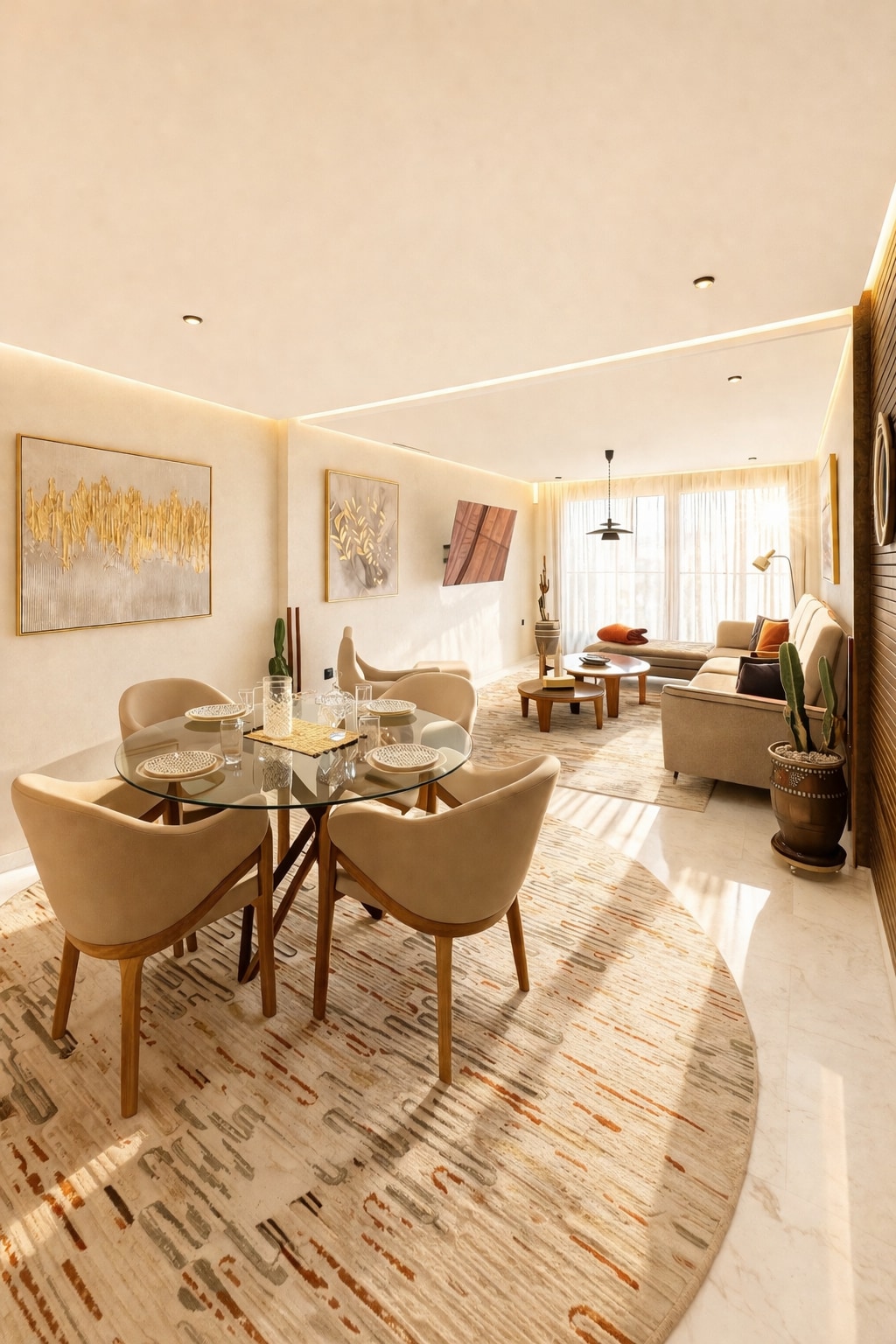 Chambre élégante de la suite avec lit king-size et décoration raffinée offrant une vue sur Marrakech