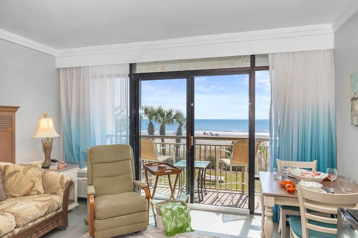 Oceanfront Studio | Balcony | Sunrise Splendor - Myrtle Beach, SC