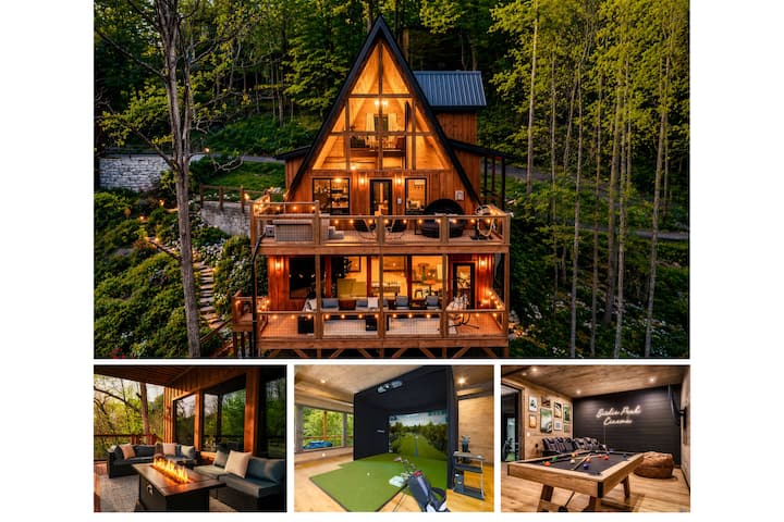 New Lux Smokies Aframe| Golf Sim| Hot Tub| Firepit - Gatlinburg, TN