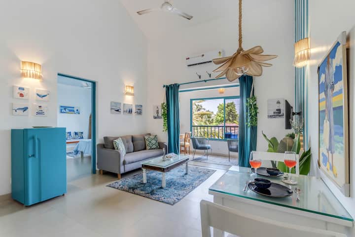 1bhk Penthouse W/ Pool & Balcony Near Thalassa - Goa