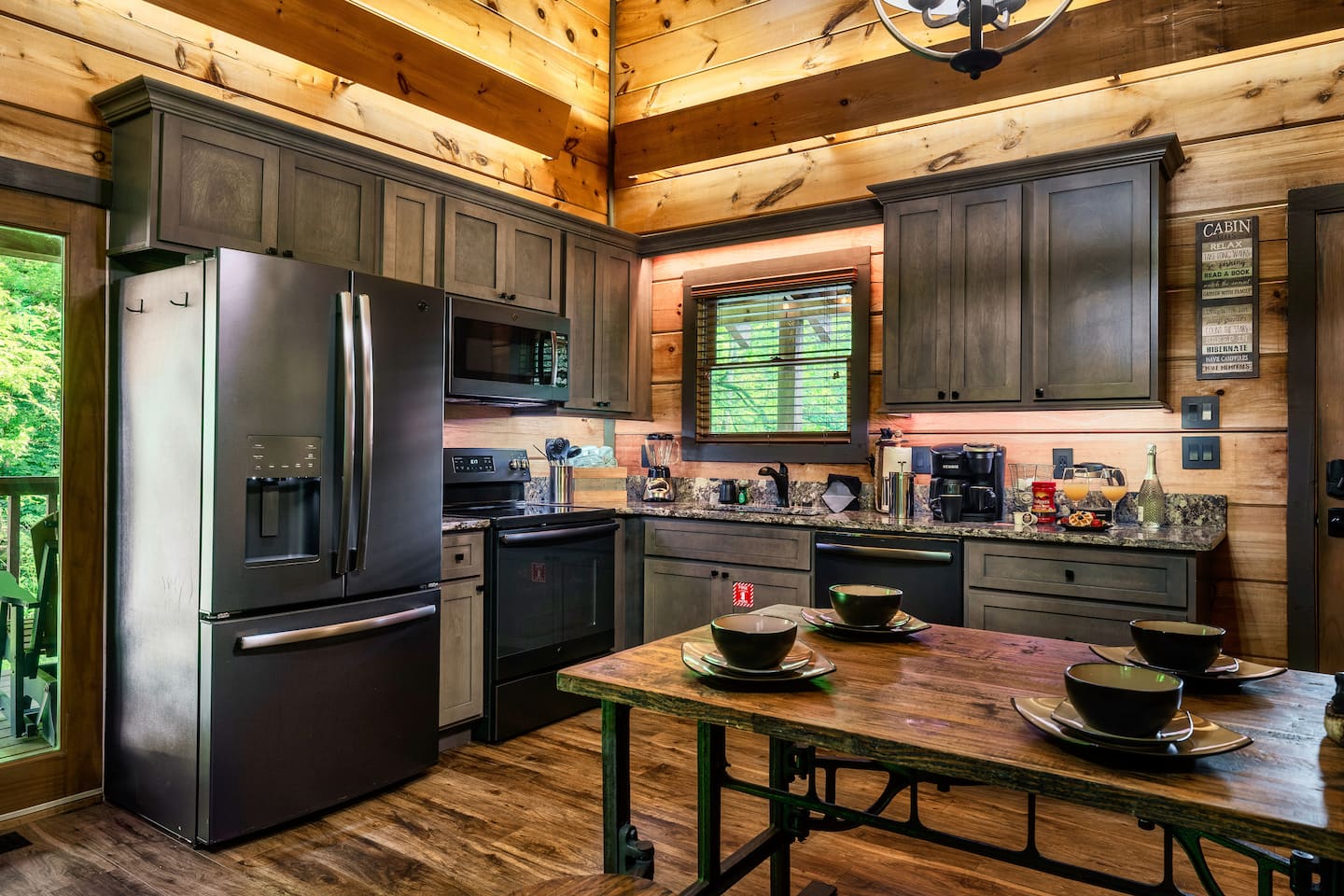 Fully remodeled kitchen with black stainless steel appliances and ample counter space