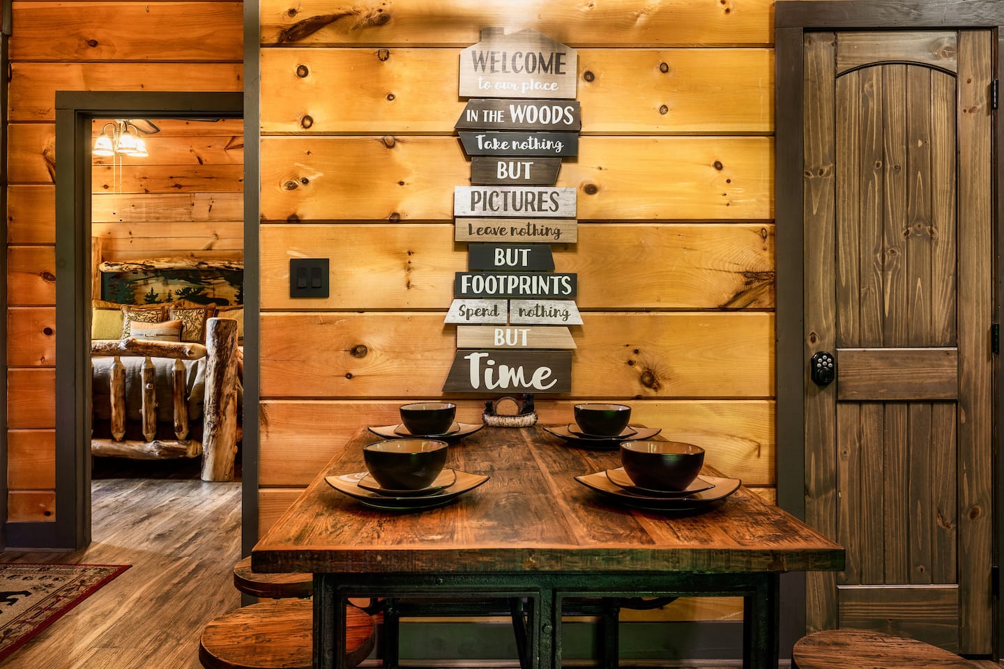 Dining area with seating for four adjacent to the kitchen