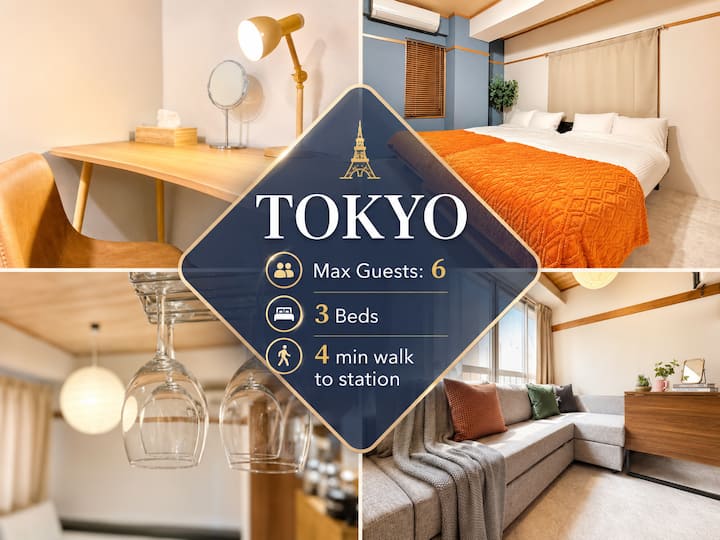 New|6ppl|4m Stn|asakusa 10m|airport 5060m|ev|tv - Tokio