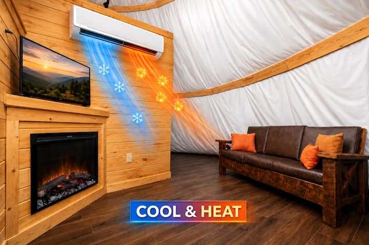 Sebule yenye mvuto iliyo na vitanda vya ghorofa, Smart TV, Wi-Fi, mfumo wa kupasha joto, kiyoyozi na mazingira ya starehe yaliyoundwa kwa ajili ya ukaaji wa starehe wa Smoky Mountain pamoja na familia na marafiki.
