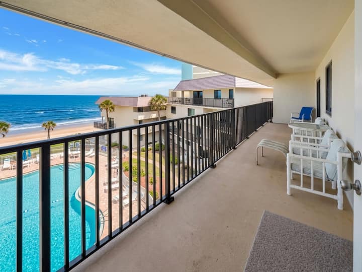 Bent Palm 403 | Poolside + Beach Views - Ormond Beach, FL