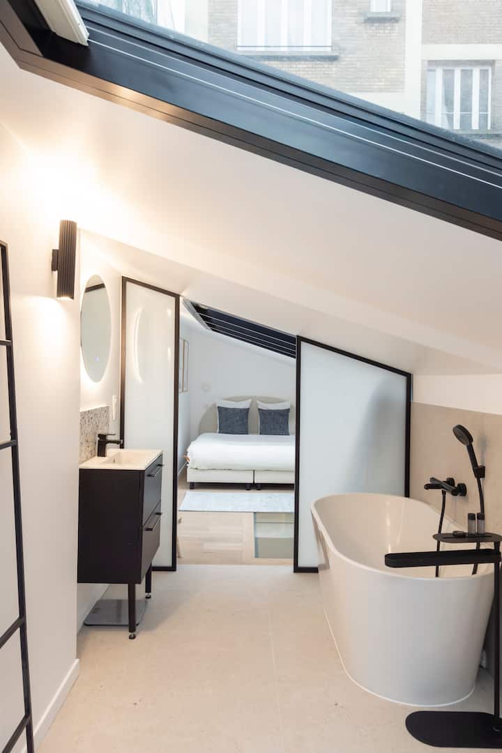 Loft Design Alésia - Baignoire îLot - Métro 1mn - París