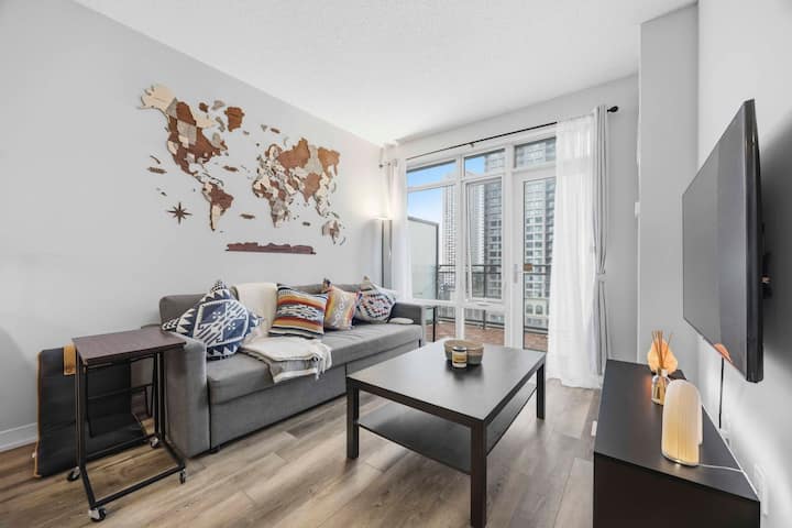 Square One Condo with Skyline Balcony