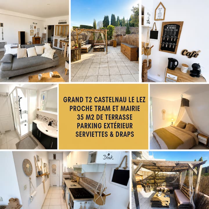 La Paillotte Bambou T2- Terrasse- Montpellier - Castelnau-le-Lez