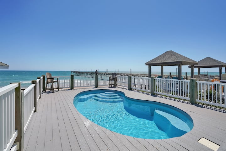 Oceanfront/ Private Pool/ Walk 2 Restaurants, Pier - Surf City, NC