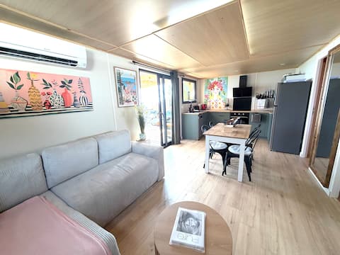 Popular Airbnb listing: Sea view 180°lodge wood new terrace 33m² Esterel in Saint Raphaël