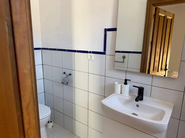 Lavabo con grifería negra: funcional, limpio y renovado