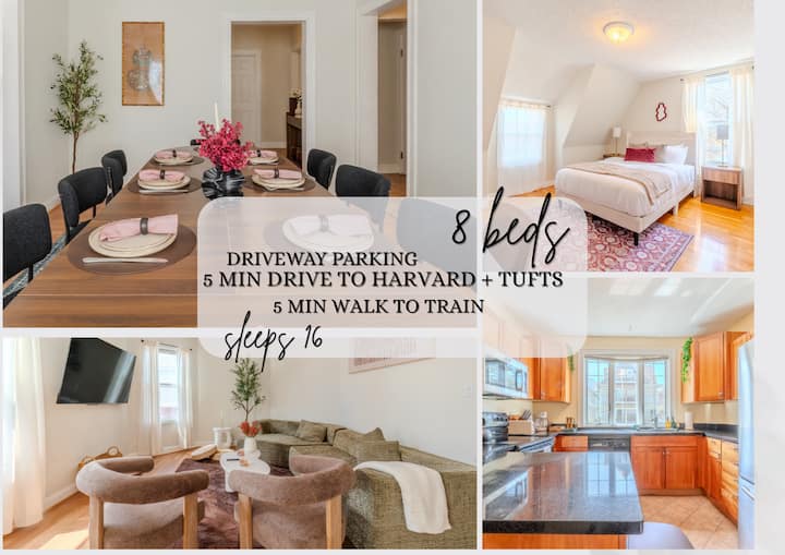 8 Bed Somerville Retreat | <10 Min Tufts+harvard - 切爾西