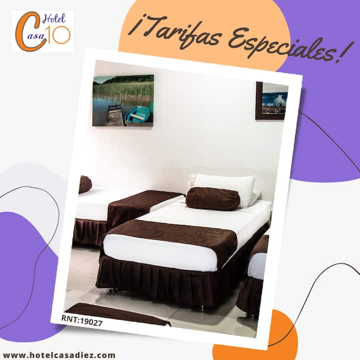 Habitación Twin Confort - Dos Camas Individuales - Medellín, Colombia