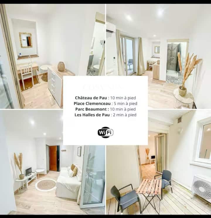 Appt T1 - Patio Privatif - Clim - Quartier Halles - Pau
