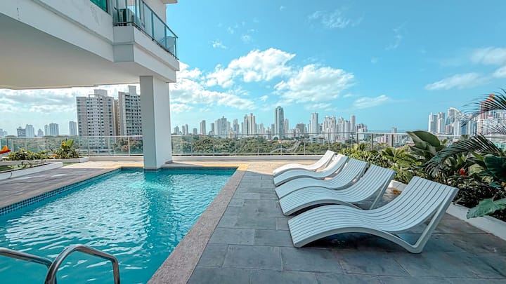 Gran Apt @Omar Park/2bath/amazing View/gym/pool/ac - Panama