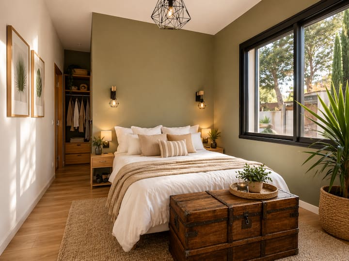 habitación con 2 camas de 160 y vestidor