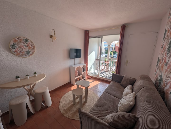 Studio Cabine Rénové Avec Vue Marina - Piscine - Le Barcarès