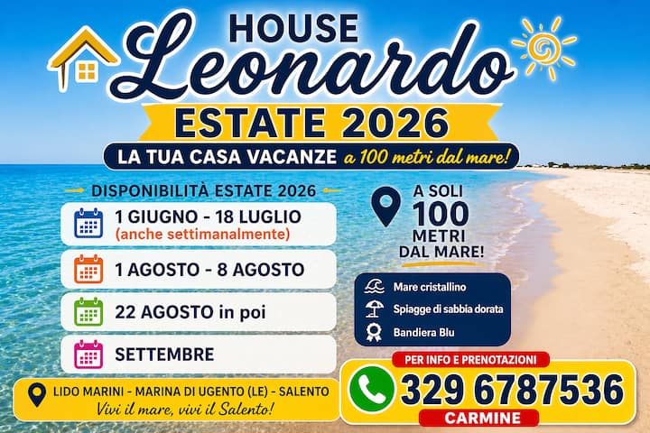 House Leonardo A 150 Metri Dalla Spiaggia - Ugento