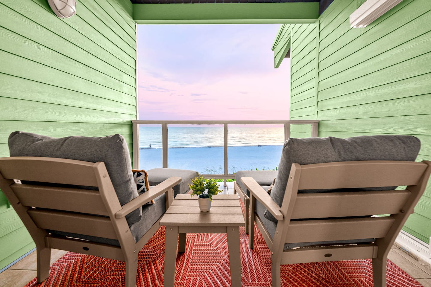 Balcony loungers as the sun drops.