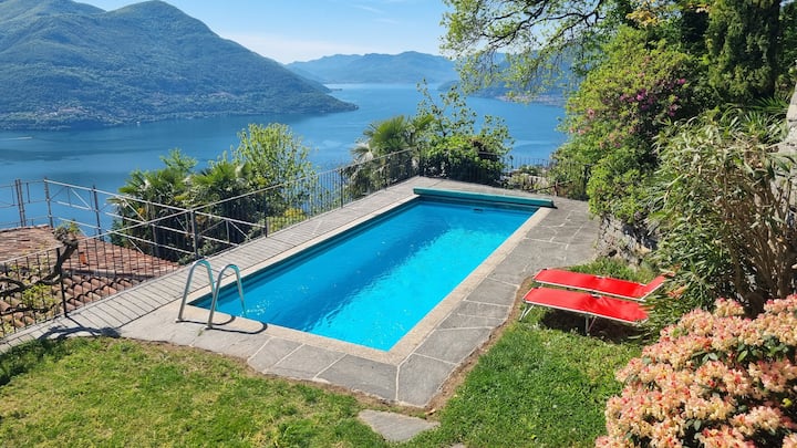 Ferienhaus Mit Spektakulärer Seesicht Und Pool - Brissago