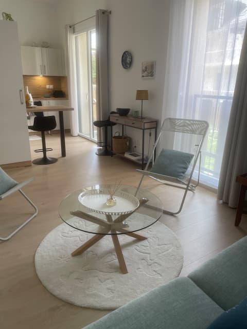 Popular Airbnb listing: Elegant studio with a quiet balcony in Palais. in Le Palais