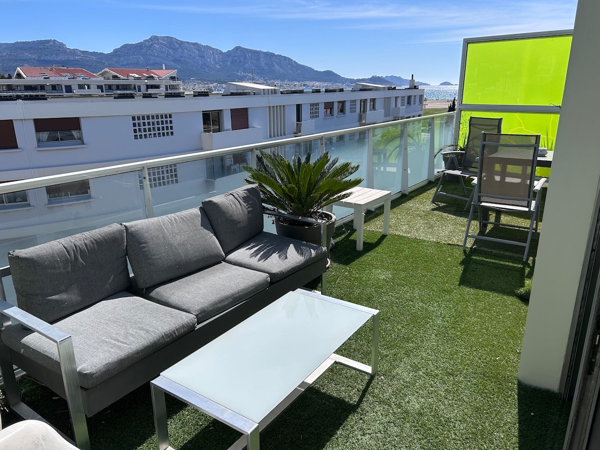 T2, Clim, parking, terrasse, plage à 2min, stade - Plage du Prado