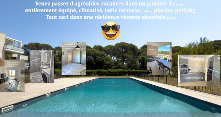 Paisible T2 Récent (2021) Avec Piscine Et Parking - La Londe-les-Maures