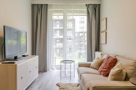Top Airbnb: Ceglana Chic Apartment with Garden in Brynów Osiedle Zgrzebnioka