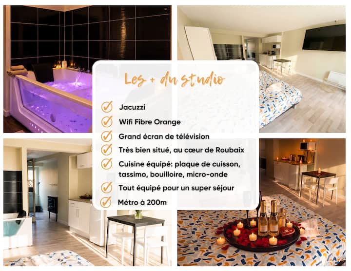 Loft Spa Lumineux  Jacuzzi Privé   éCran Cinéma - Roubaix