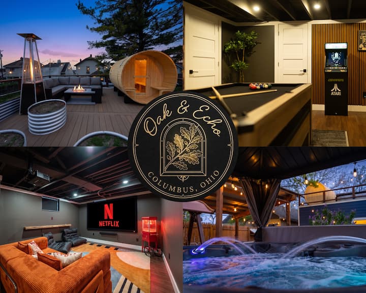 Oak & Echo | Rooftop Sauna, Hot Tub, Cinema, Games - Columbus, OH