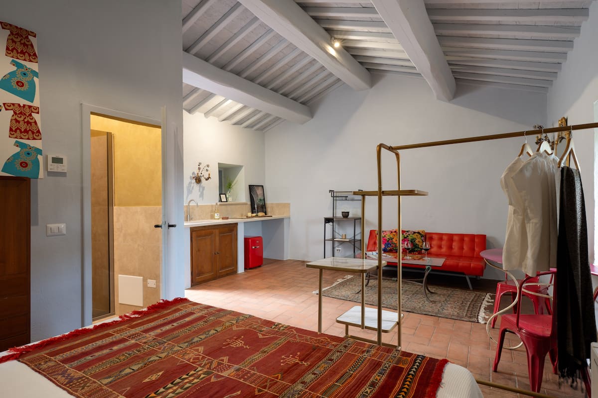 Second studio bedroom at Montelodoli with king bed